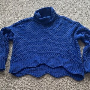 moon & madison Textured Royal Blue Turtleneck Sweater